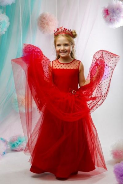 Красное нарядно платье - Фабрика одежды для девочек Мари Текс