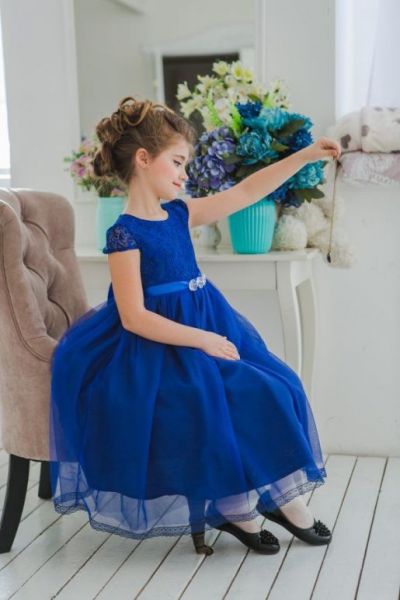 Нарядное детское платье синее UNONA Dart - Производитель детской одежды UNONA