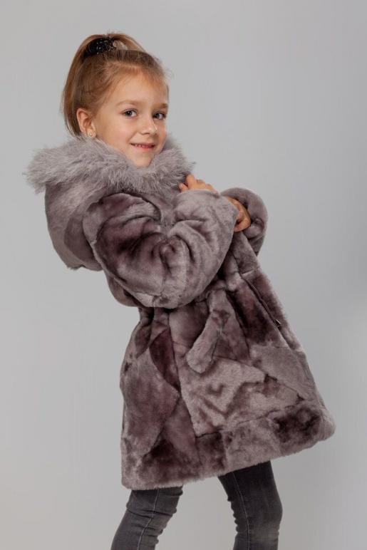 Детская шубка серая из мутона - Производитель детской меховой одежды Зимняя принцесса