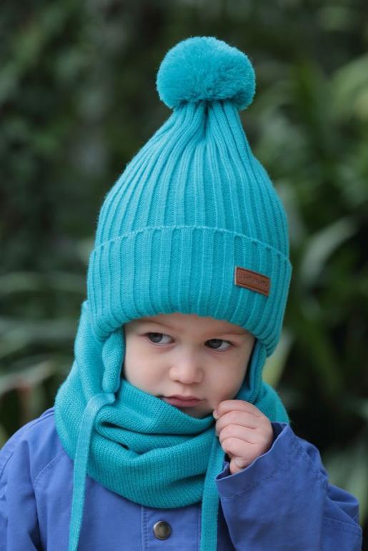 Зимняя трикотажная шапочка с нашивкой - Производитель детских головных уборов Шанти Пунти