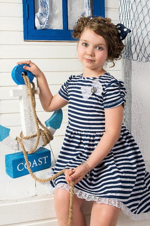 Детское платье Морячка - Производитель дизайнерской  детской одежды  из натуральных материалов ТМ Mister Bon & Miss Bon