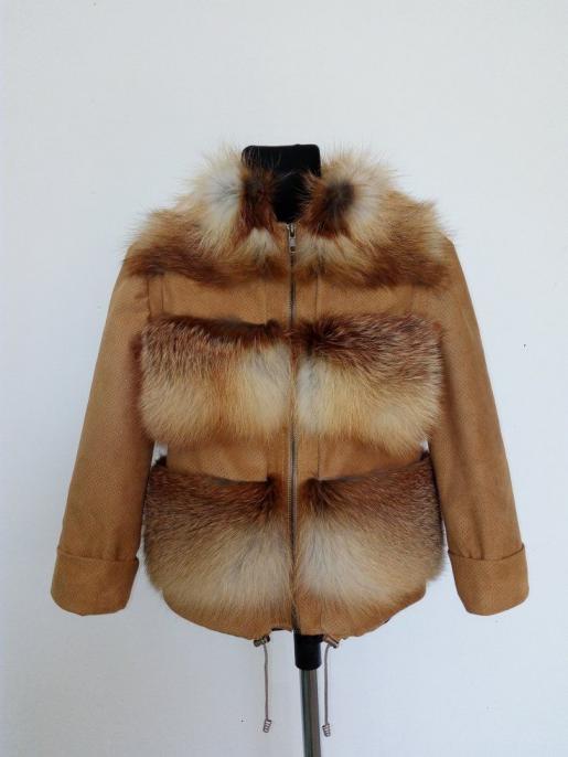 Куртка из лисы с замшей - Производитель детской меховой одежды Зимняя принцесса