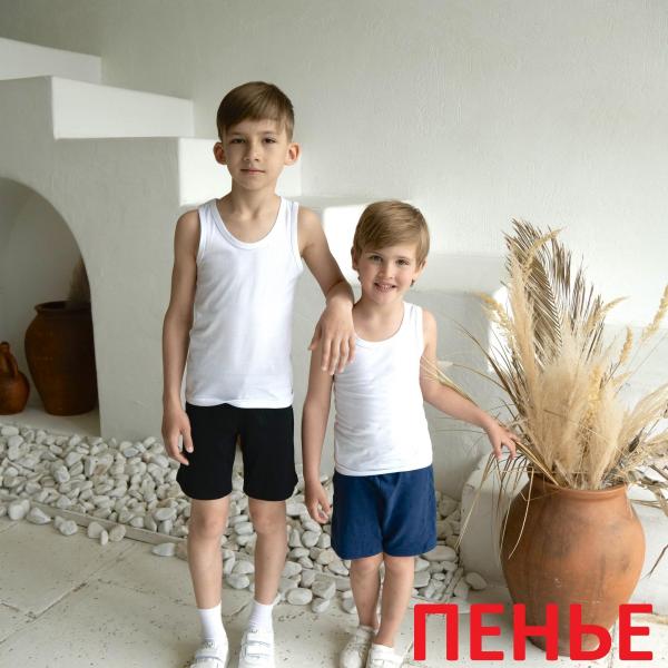 Майка белая пенье на мальчика р.р. от 26 до 34 (арт. ММ-П7)