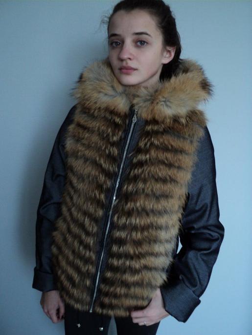 Джинсовая куртка с меховой отделкой - Производитель детской меховой одежды Зимняя принцесса