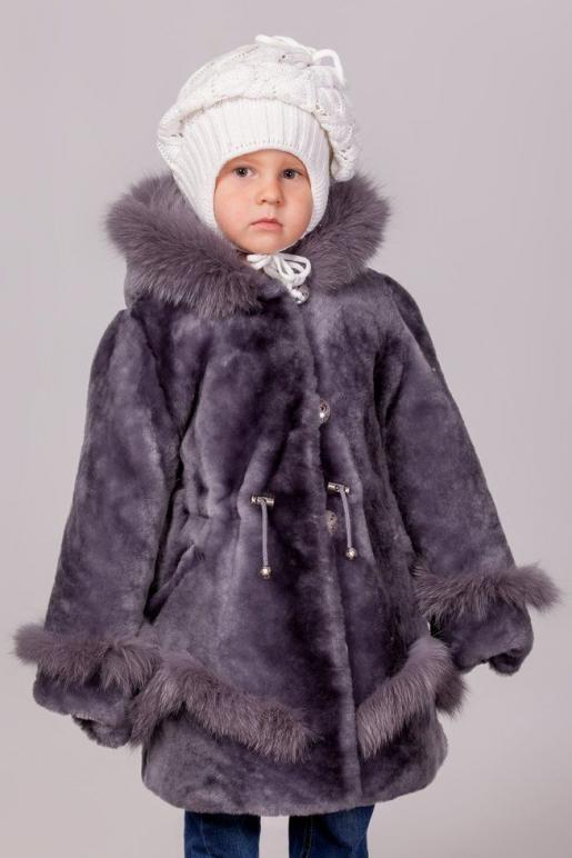 Детская шубка голубая Снежинка из мутона - Производитель детской меховой одежды Зимняя принцесса