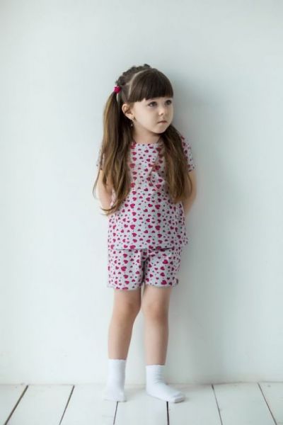 Детский летний комплект Сердечки MilleFaMille - Производитель детской одежды Мини-ми