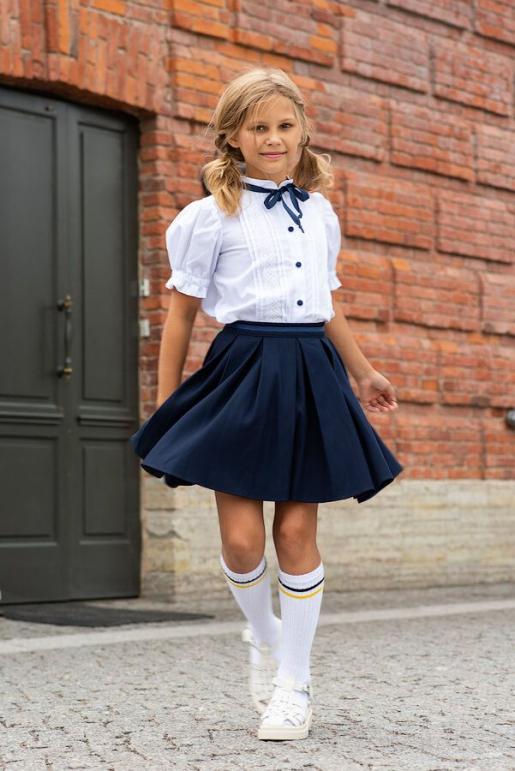 Белая школьная блузка с коротким рукавом - Производитель детской одежды Leya.me