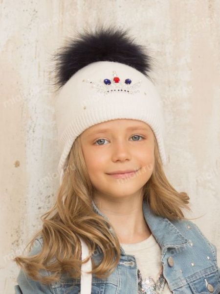 Зимняя детская белая шапка на девочку MIALT - Фабрика детских головных уборов MIALT