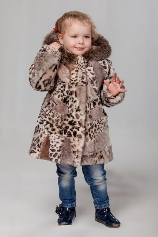 Детская шубка Леопард из мутона - Производитель детской меховой одежды Зимняя принцесса