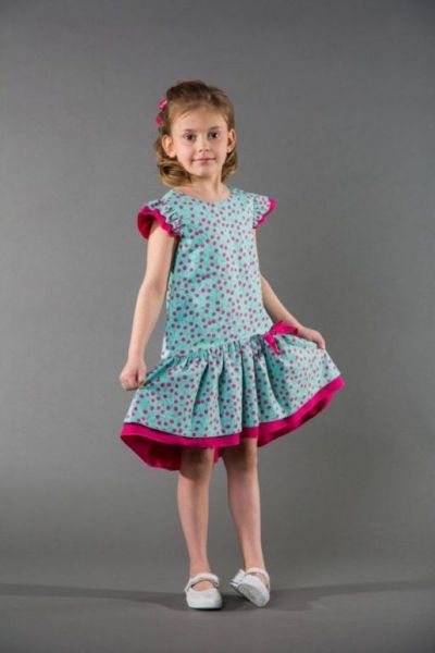Детское платье с коротким воротником КокеткаП-273-1 - Кокетка
