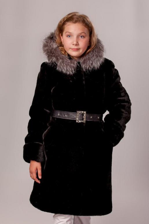 Шубка черная из мутона - Производитель детской меховой одежды Зимняя принцесса