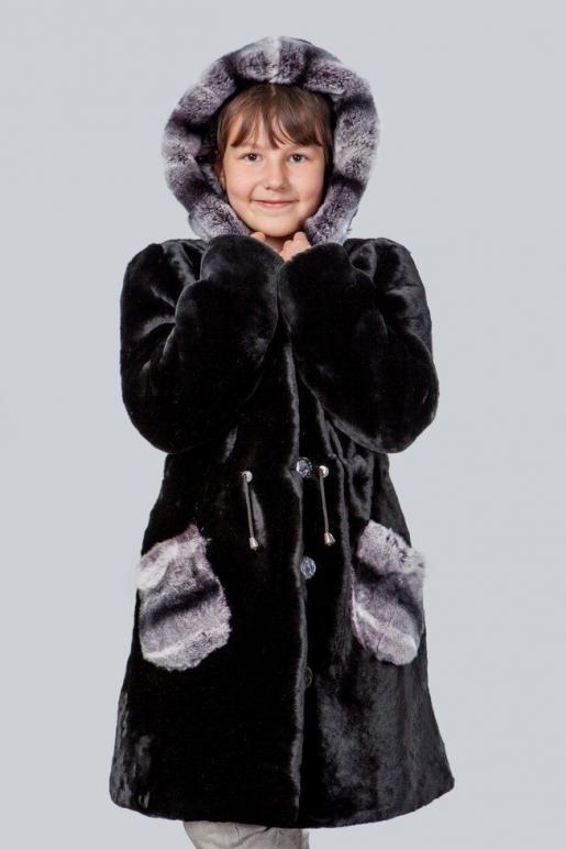 Детская шубка Кармашки из мутона - Производитель детской меховой одежды Зимняя принцесса
