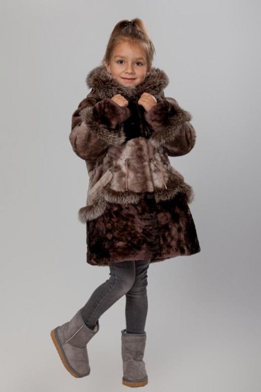 Шубка Комби с песцом - Производитель детской меховой одежды Зимняя принцесса