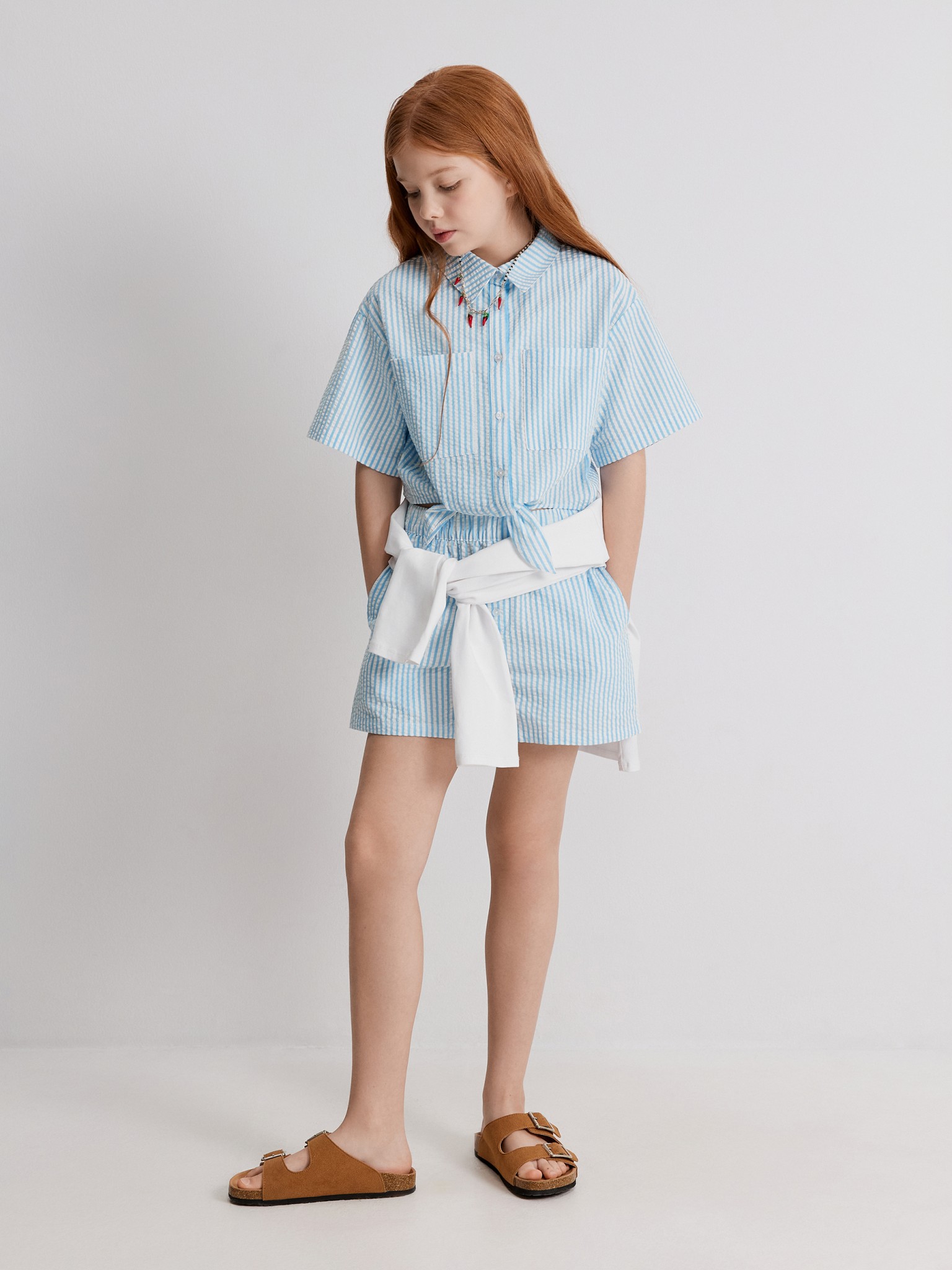 Летние детские шорты в полоску для девочки, фото 1