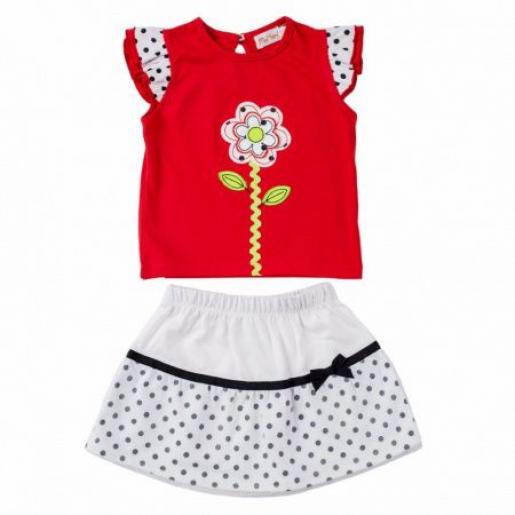 Комплект для девочки красные блуза и юбка Mini Hippy, фото 1