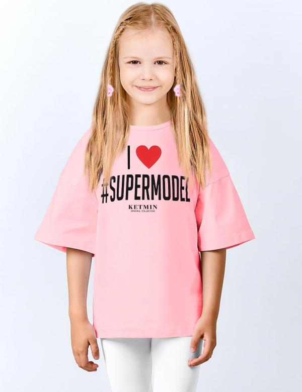 Футболка для девочки KETMIN #SUPERMODEL цв.Розовый, фото 1
