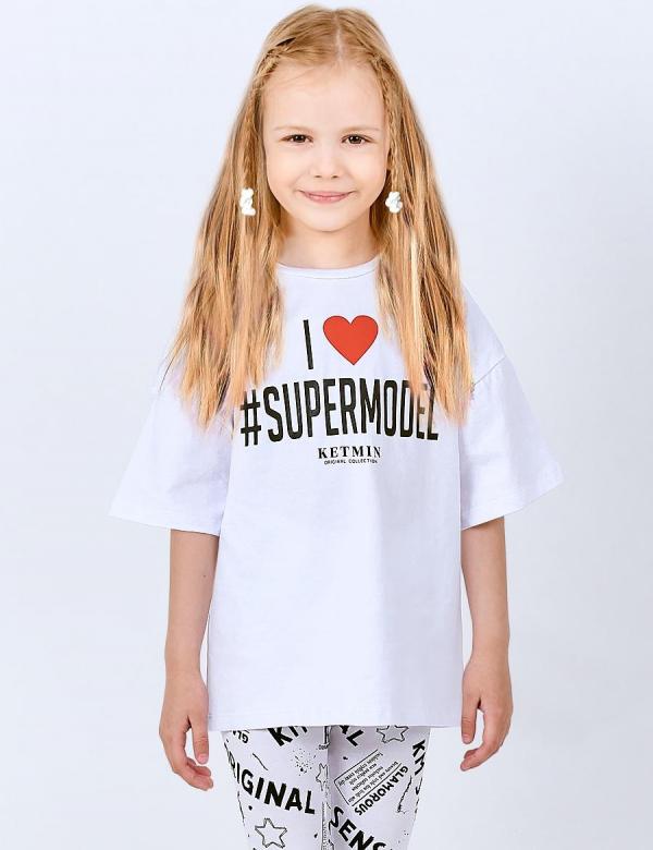 Футболка для девочки KETMIN #SUPERMODEL цв.Белый, фото 1