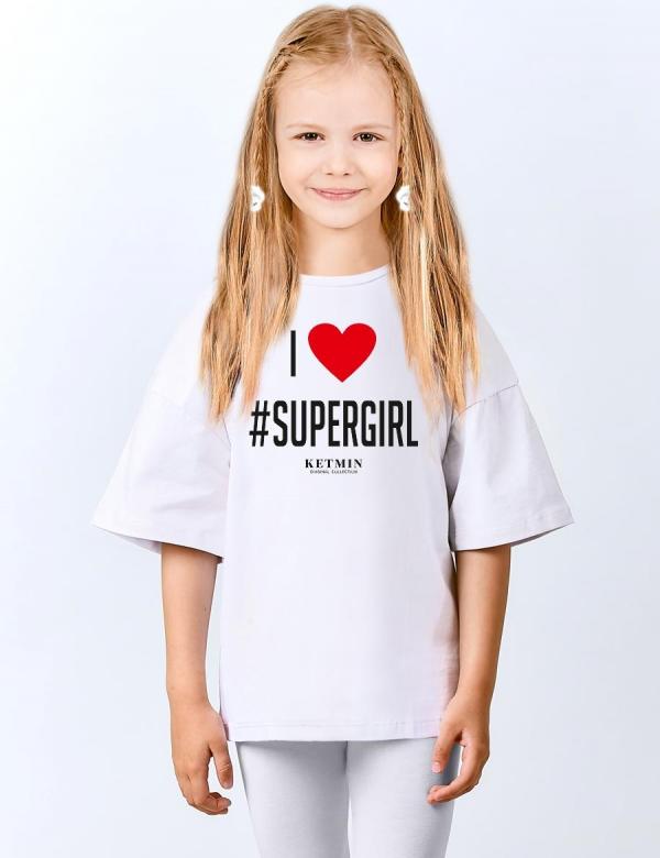 Футболка для девочки KETMIN #SUPERGIRL цв.Белый, фото 1