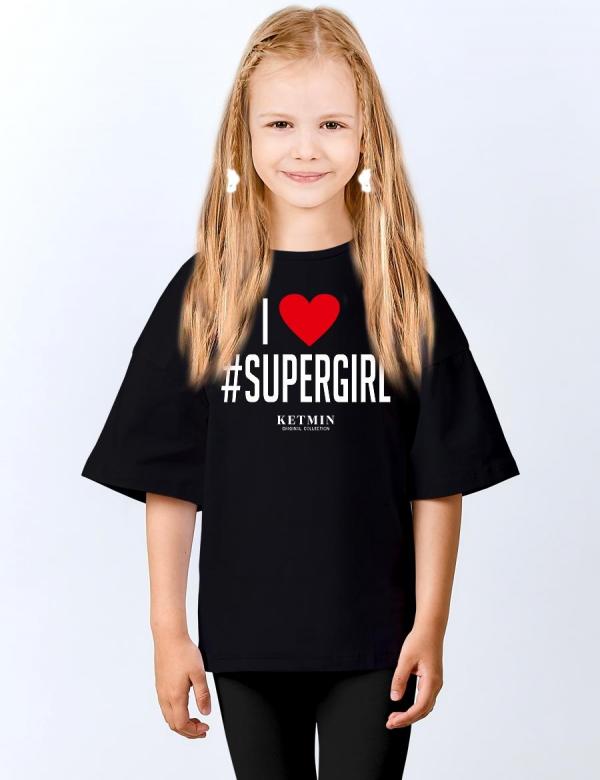 Футболка для девочки KETMIN #SUPERGIRL цв.Черный, фото 1