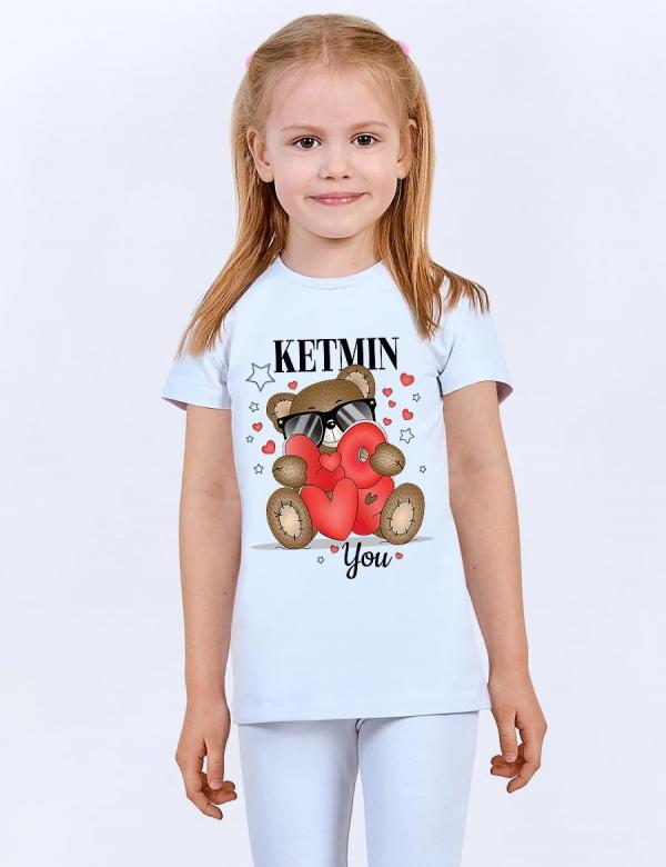 Футболка для девочки KETMIN МИШКА LOVE цв.Белый/Красный, фото 1