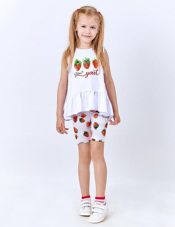 Костюм летний для девочки KETMIN SUNNY BEACH SWEET STRAWBERRY (Майка/Велосипедки), фото 1