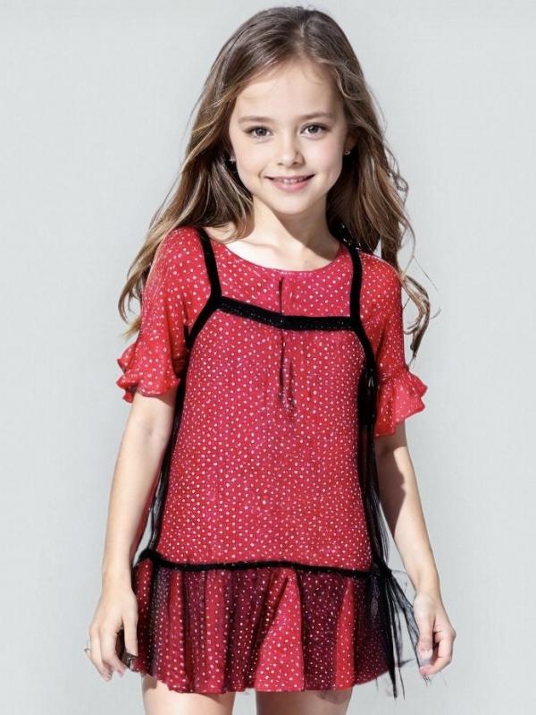 Платье двойное 2в1 трикотаж  накидка-сетка,  8030 рост 104-110, фото 1