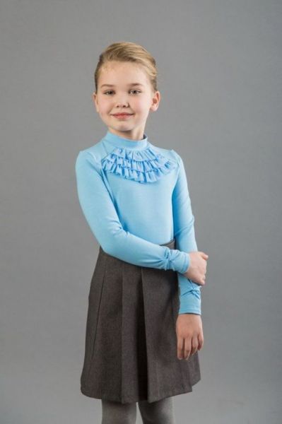 Школьная голубая блузка Кокетка, фото 1